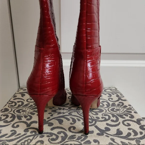 Sam Edelman Fraya Croc-Embossed Knee High Boots - Picture 3 of 8